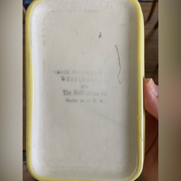 Vintage Westinghouse by Hall China Co Butter Dish Yellow USA MCM Kitchen 50s 60s - Picture 8 of 11